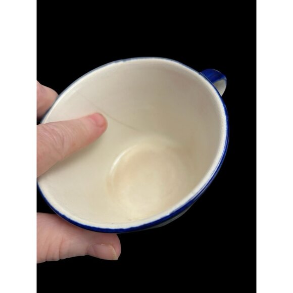 Anfora Puebla Blue Teacup Saucer Hand Painted Mexico Collect Early Mark Vintage - Picture 9 of 13